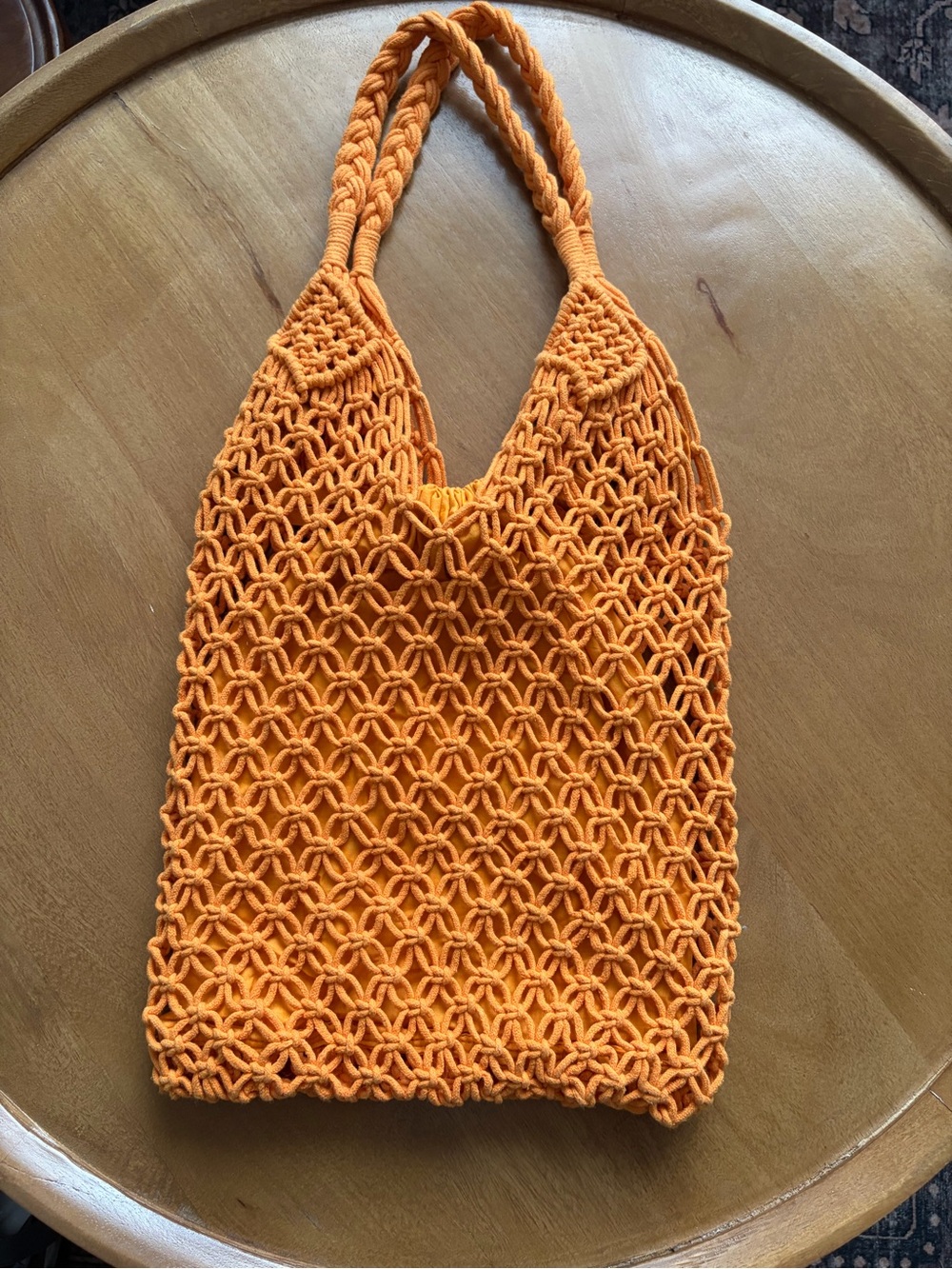 Handcrafted Orange Macramé Tote Bag